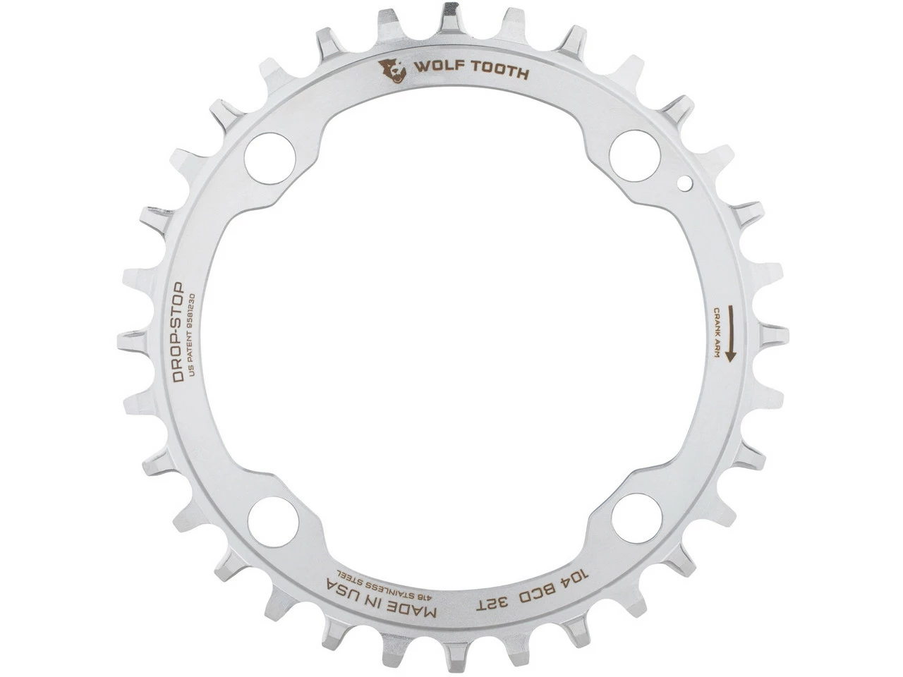 Wolf Tooth Components 104 BCD Edelstahl Kettenblatt | Hochwertiges Kettenblatt für optimale Fahrleistung