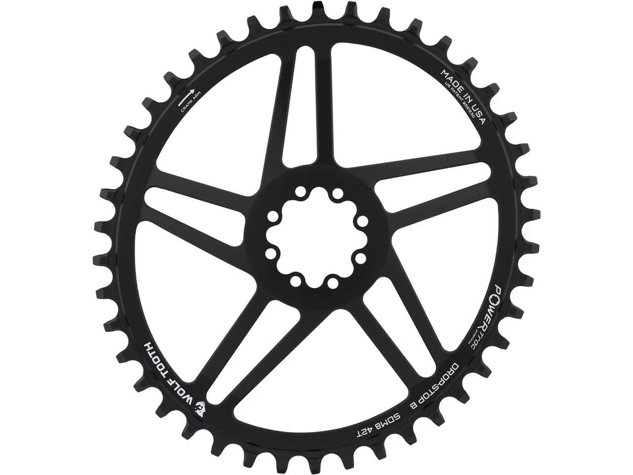 Wolf Tooth Components Elliptical Direct Mount Kettenblatt für SRAM 8-Bolt | Hochwertiges Kettenblatt für optimale Kraftübertragung