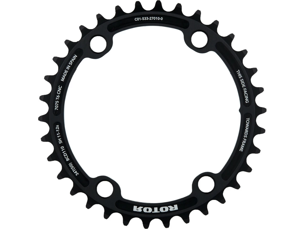 Rotor Kettenblatt Road, 4-Arm, NoQ, 110 Mm Lochkreis 11-/12-fach - Hochwertiges Kettenblatt für Rennräder – Bild 3